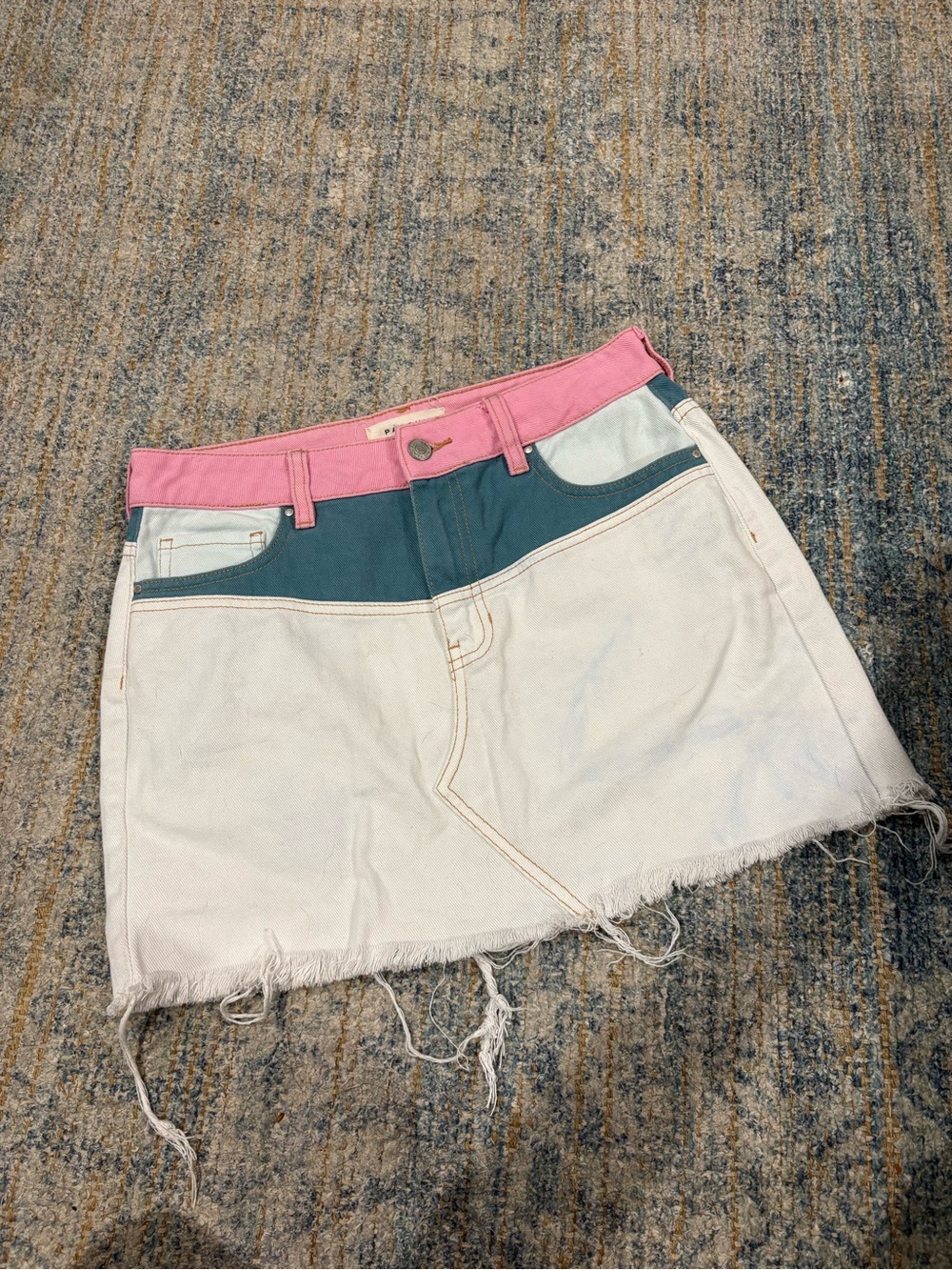 PacSun Colorblock Mini Skirt in Pink, Teal, and White